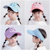Childrens empty top visor summer cute rabbit male and female children sunscreen UV protection Baby sun cap