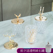 European-style home storage box personality creative cotton sign tube Nordic light luxury toothpick cans home living room glass decorations