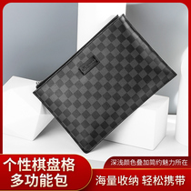 Cadile crocodile mens clutch business casual plaid clutch bag Korean youth envelope fashion clip bag
