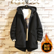 Windbreaker mens long autumn and winter Tide brand overalls cotton coat Korean version of the trend loose coat mens thick cotton suit