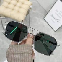 Han Prints Net Red Glasses Tide Square Conjoined White Sunglasses Female large frame Shade Superior Tourist Sunglasses