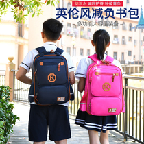 Primary school bag boys and girls children 6-12 years old waterproof burden reduction wear-resistant campus children English style backpack