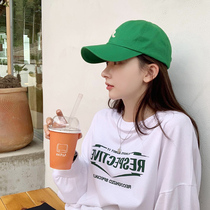 R Label baseball cap woman big head circumference display slim green color display white sun sun shade male Korean inn duck tongue cap tide