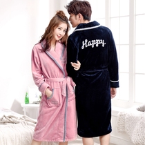 Winter coral velvet robes couples autumn and winter ladies nightdresses thickened extended flannel mens soil bathrobe pajamas