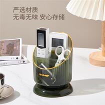 Rotating acrylic pen holder storage box office desktop light luxury high-end makeup brush holder for children boys and girls