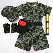 Childrens clothing Childrens camouflan suit Summer short sleeve camouflan Spring autumn uniform boysgirls little military acting out of the summer