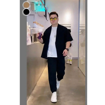 Shake sound green gardenia tide men wear summer Port wind loose suit jacket Large size fat light cooked wind suit suit