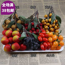 Simulation fruit string model longan bayberry yellow skin blueberry lychee virgin fruit props cabinet decoration childrens toys