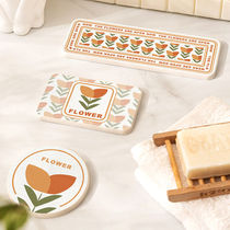 Small Clear New Silicon Algae Clay Ground Mat Toilet Wash Table Cup Mat Soap Mat Kitchen Tea Cup Containing Water Suction Speed Dry Mat Original
