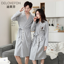 Couple nightgown spring and autumn cotton thin mens bathrobe autumn large size sexy pajamas female autumn cotton long sleeve
