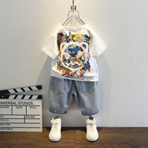 Childrens summer clothes suit boy foreign air short sleeves clothes 2022 new summer baby boy handsome two sets of damp