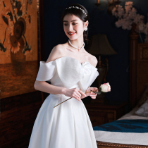 Fan-style light wedding dress 2022 new brides to go out to the satin pasta Brigade Simple Atmospheric Summer Toast