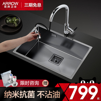 Wrigley 304 stainless steel manual sink single tank set kitchen sink Large single tank sink pool basin