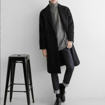 British Japanese woolen coat male long knee hairy coat Spring and Autumn Winter thickened Korean version of the handsome windbreaker