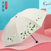 Paradise Umbrella Black Glue Sun Umbrella Female Sunscreen Anti UV Umbrella Folding ins clear and rain dual-use triple-folded sunshade