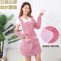 Apron 2021 New 2020 explosive cotton female household kitchen waterproof oil Net red with double shoulder strap waist