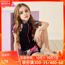 Barbie childrens swimsuit girl middle child 2021 new little Princess Korean girl quick-dry split suit