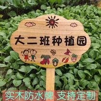 Solid Wood waterproof wood brand custom kindergarten planting area sign farm planting area card Garden carving