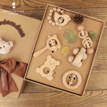 modomoma Gift House Newborn Supplies Baby Gift Box Full Moon Baby Hand Rattle Wooden Toys One Year Gift