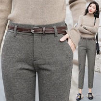 OL trousers children fall feeling small man high waist loose thousand bird lattice pants small foot trousers straight tube thin ankle-length pants