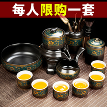 Qin Yi lazy automatic stone grinding tea set set Household kung fu small set Ceramic teacup Office guest tea maker