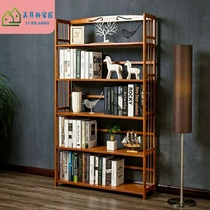 Simple bookshelf storage floor-to-ceiling simple solid wood living room Childrens table above the student small bookcase
