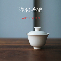 Tamsui room 丨Light white seriesash glaze cover bowl white porcelain is easy to use and easy to use