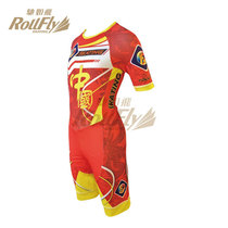 Red Chinese dragon childrens summer short-sleeved shorts elastic season tight-fitting one-piece speed skating suit team customization