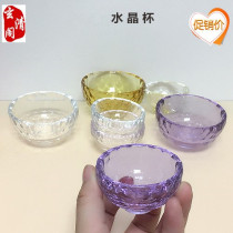 Thai waterstone water glass bowl placed Buddha yellow powder purple white overdraft bright and nice to put clean water drink generic