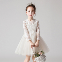 Korea 2021 girls dress autumn and winter new childrens dress Princess dress puffy gauze flower children birthday evening dress