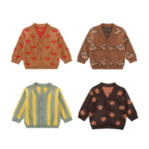 ins Nordic tiny series baby cotton sweater small coat sweater baby autumn and winter retro top stripes