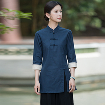 Zen clothes Chinese womens clothing Chinese style suit Taoist clothing cotton and linen laymans clothing tea clothing meditation clothing Zen clothing ladies summer