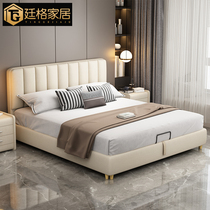 Leave-in technology fabric bed Small apartment soft package main and second bedroom double wedding bed Modern simple 1 8 meters Nordic light luxury