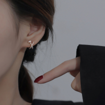 925 silver earrings female niche design cross earrings niche high-end sense 2023 new explosive style light luxury ear jewelry