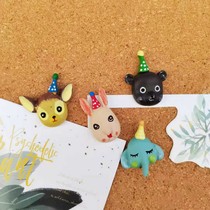 4 ins Mori deer elephant cute cartoon pushpins cork board photo wall decoration felt board studs