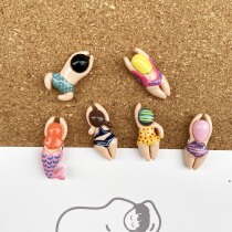 6 sets of swimming little people creative modeling pushpins felt cork board creative wall scene decoration nail