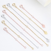 s925 silver necklace extended chain pure silver chain tail electroplating 18K gold rose gold platinum color gold diy accessories
