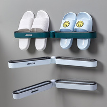 Bathroom trailer rack wall-mounted toilet foldable shoes storage artifact toilet wall-free punching rack