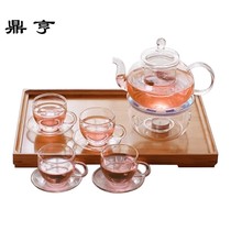 Dingheng heat-resistant glass afternoon teapot transparent flower teapot candle heating cooking fruit teapot set
