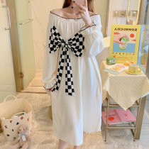 Small designer 2022 new nightgown women cotton long sleeve spring and autumn sweet princess wind pajamas long