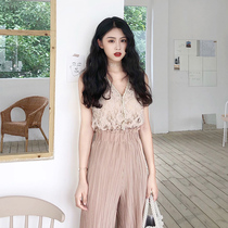 2021 summer dress new temperament foreign style light cooked salt can be sweet little man with a high retro two-piece suit