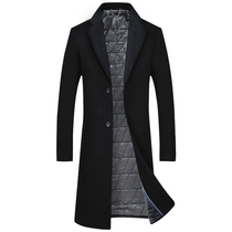 Winter new wool woolen coat Korean slim tide 2021 woolen coat mens trench coat long thick