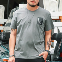 Summer big code short sleeve T-shirt male and fatter increased loose fat and fat man fat man pure cotton round collar body shirt surgboard
