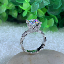 Luxury 18K platinum D color mo sang shi ring HW letters four claw inlay 1-3 Karat Ms Diamond ring can be customized