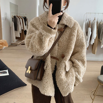 2021 Winter new small fragrant wind thickened lamb wool fleece leather plush jacket women autumn and winter Joker