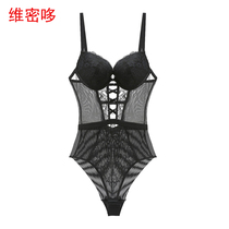 Vimil Doxa Style Sexy Lace Hollowed-out Black Poly Bra Women Conjoined Underwear Briefs One-piece Bungles