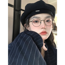 Anti-Blue anti-radiation fatigue black frame myopia glasses female Korean version of the tide can be equipped with a degree of color change of plain color flat eyes male