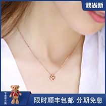 18K gold necklace women four leaf clover diamond pendant rose gold choker light luxury niche 2021 New Tide