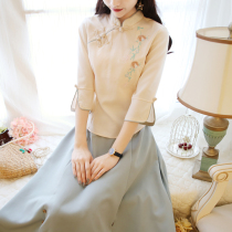 Republic of China vintage womens improvement Hanfu summer costume Tang suit Chinese style student suit antique jacket tea suit