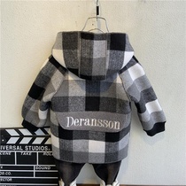 Boys woolen coat boys and girls foreign gas warm winter New Baby children plus velvet padded medium-length cashmere